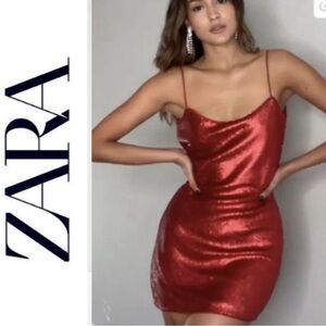Zara blogger favorite sequin red mini dress